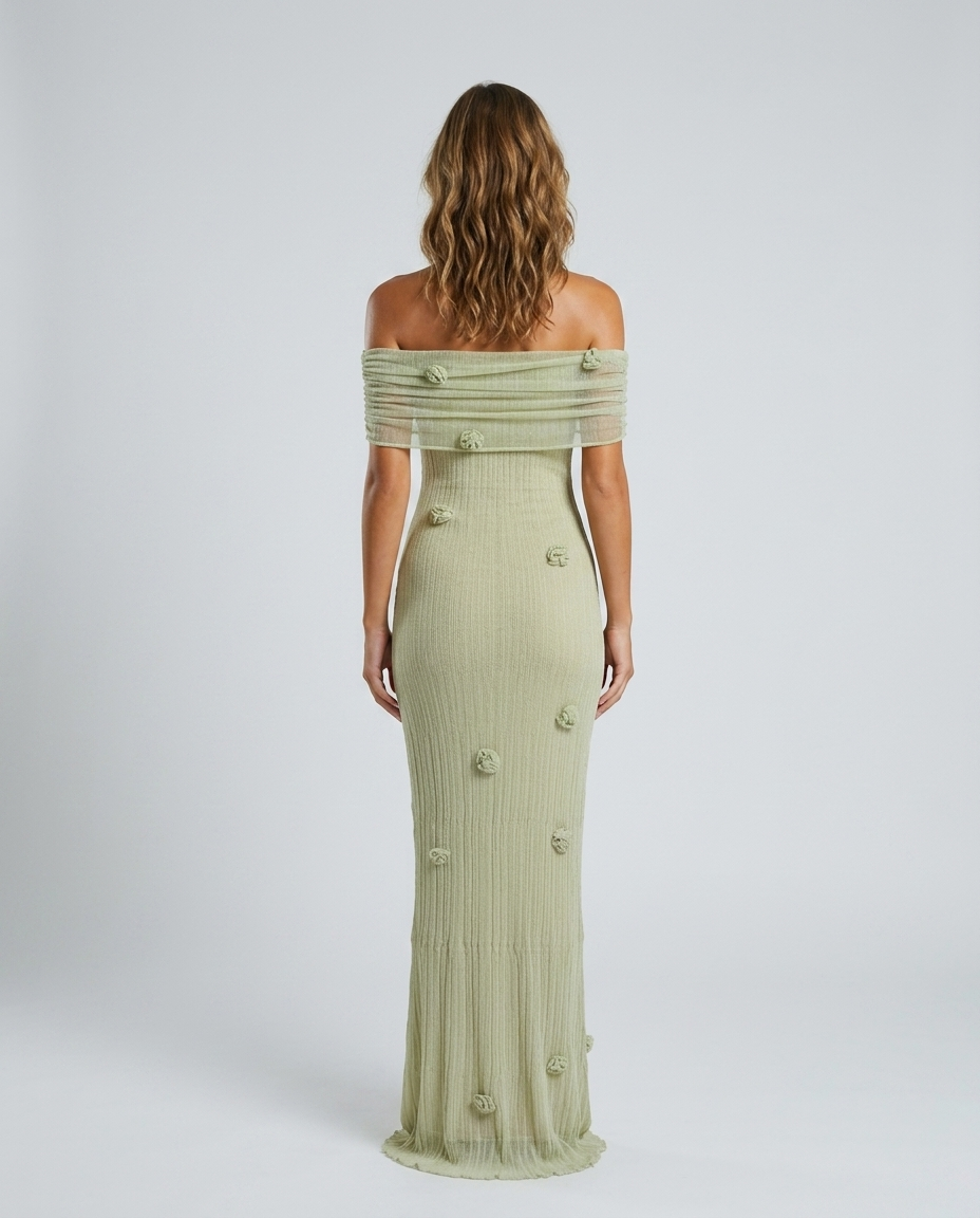 Nerissa Knit Resort Cover Dress - Green - Rear