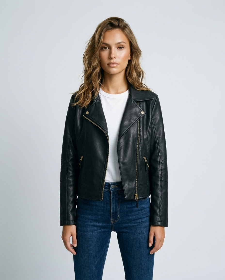 Kael Leather Jacket Black - Front