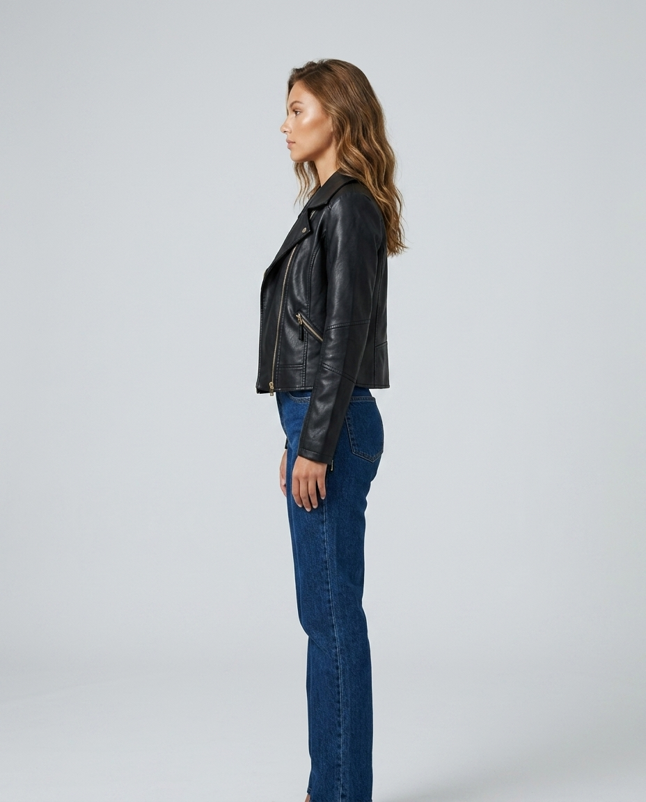 Kael Leather Jacket Black - Side