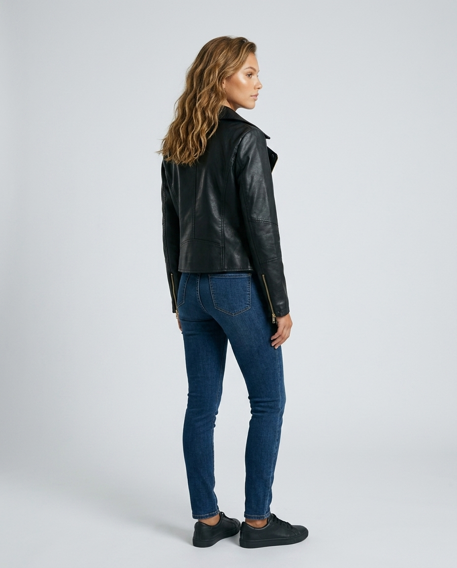 Kael Leather Jacket Black - Rear-Side