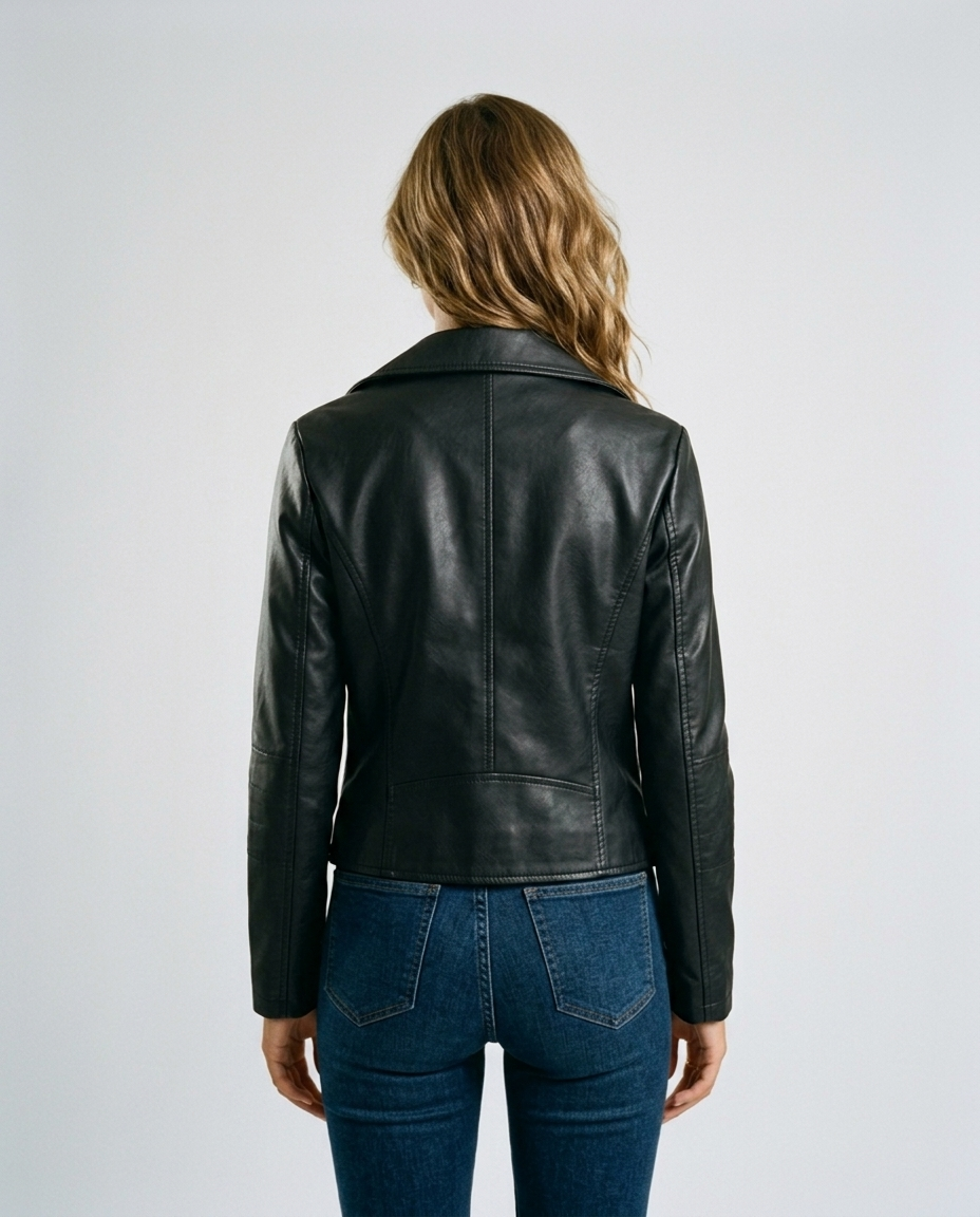 Kael Leather Jacket Black - Rear