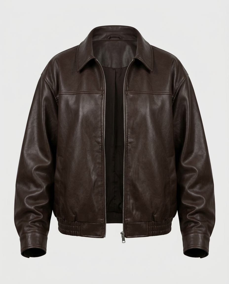 Evan Leather Bomber Jacket Brown - Ghost