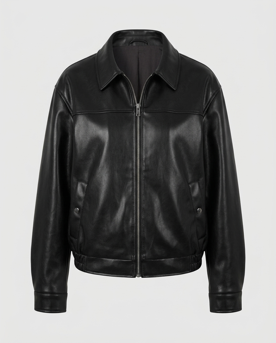 Evan Leather Bomber Jacket Black - Ghost