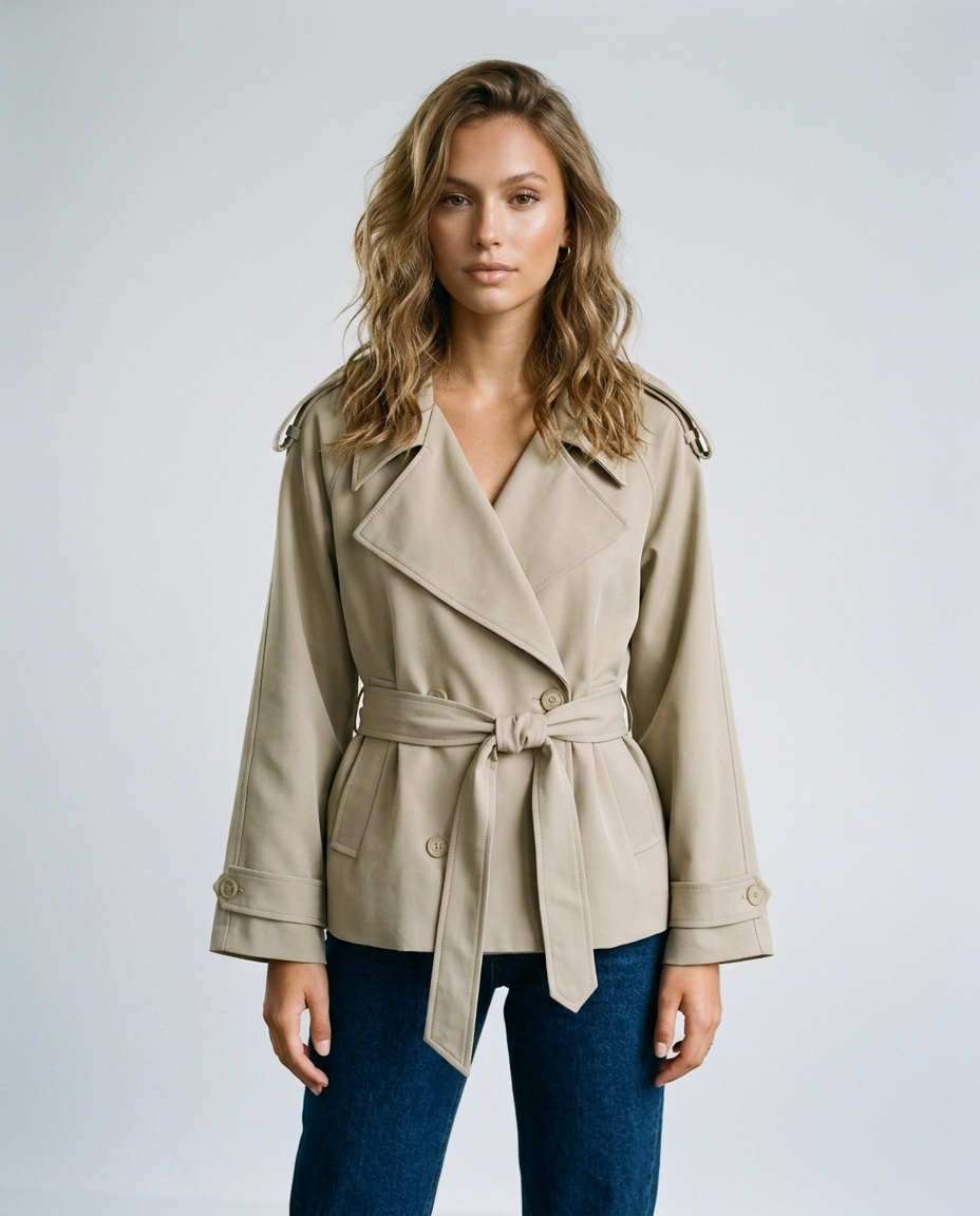Lena Trench Coat Khaki - Front