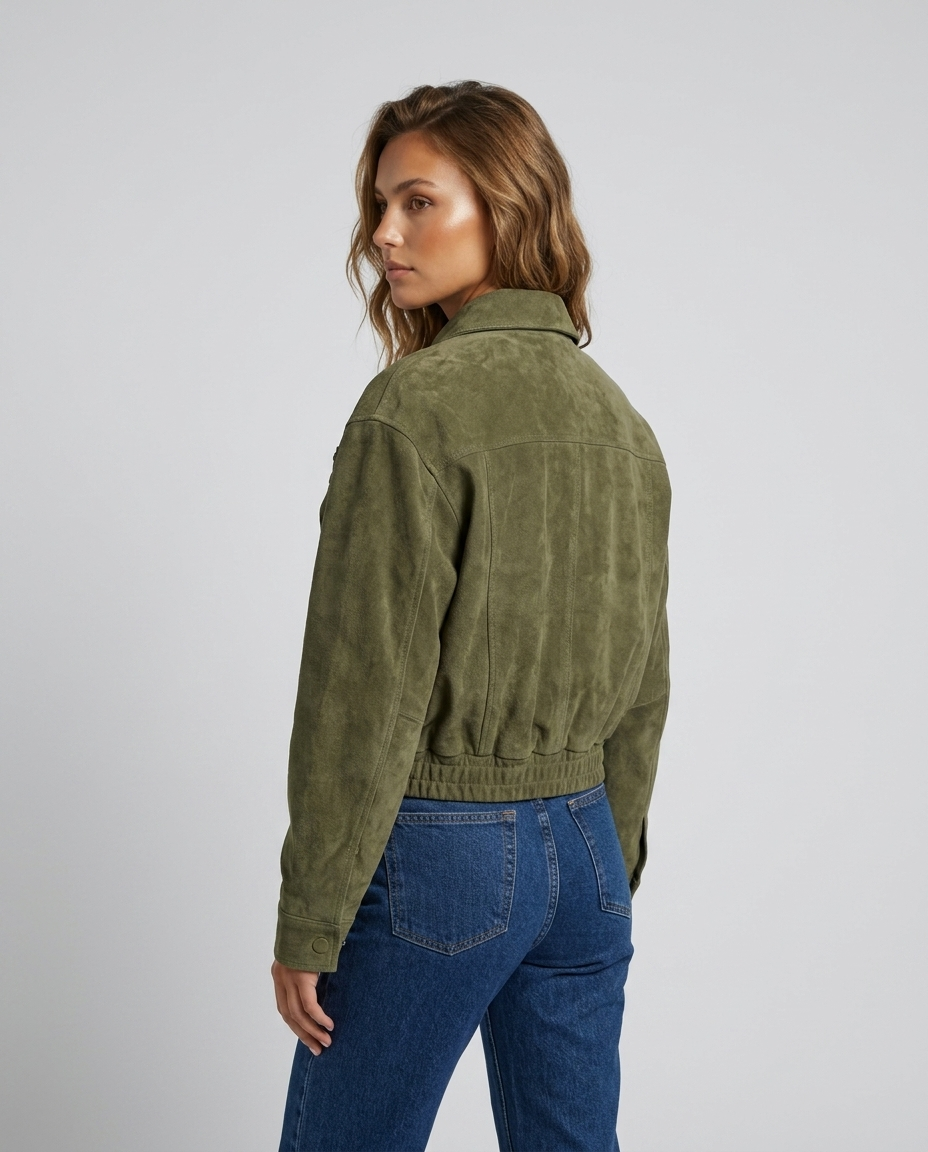 Orion Workwear Zip Jacket Green - Rear-Side