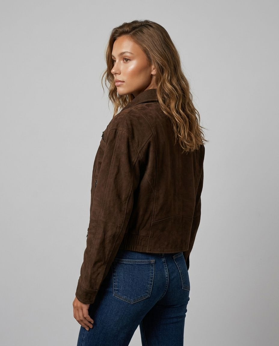 Orion Workwear Zip Jacket Brown - Rear-Side