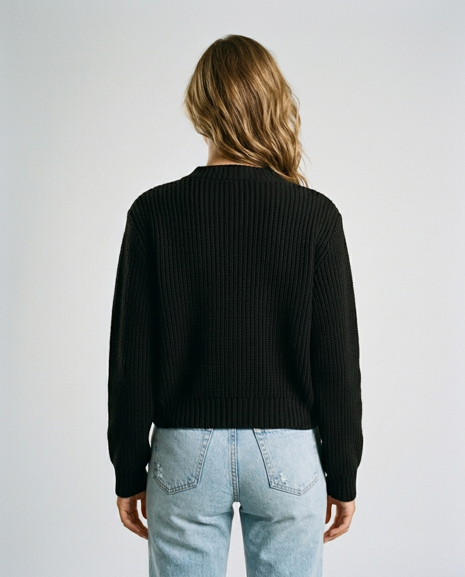 Alina Knit Cardigan Black - Rear