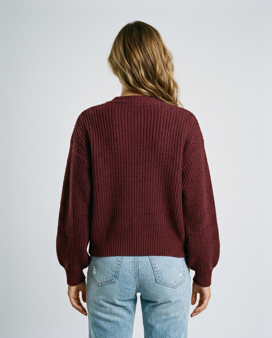 Alina Knit Cardigan Deep red - Rear