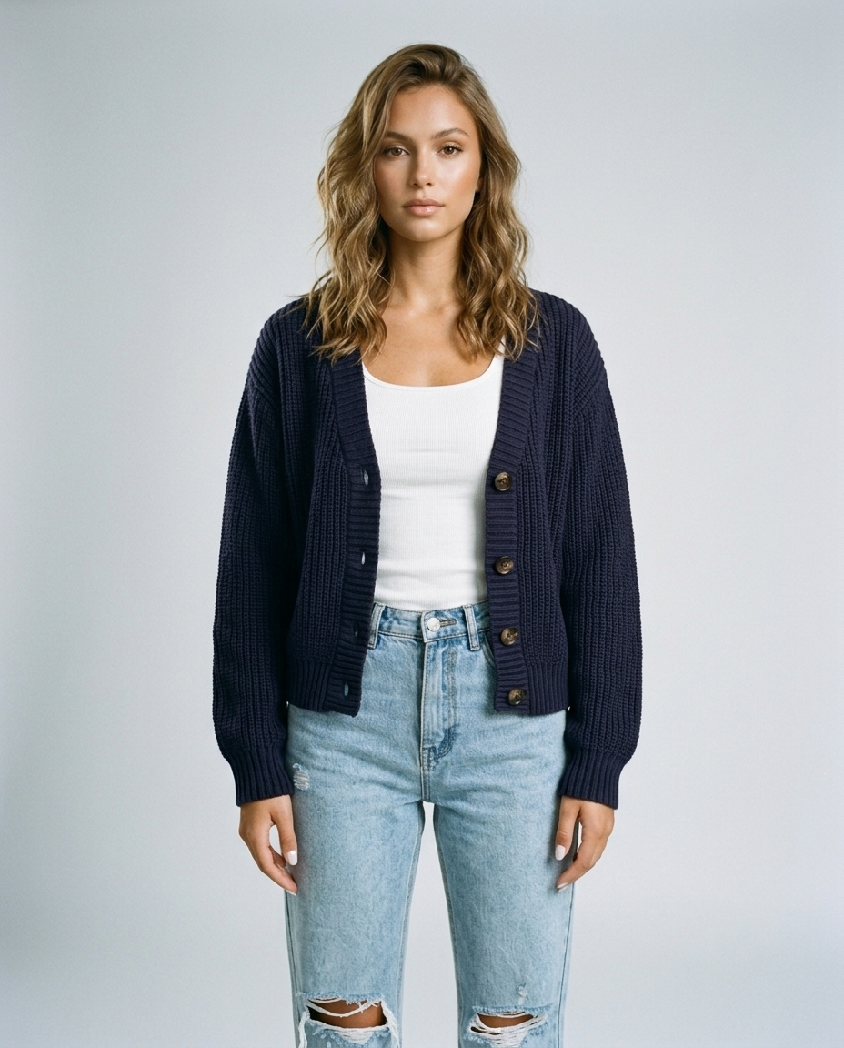 Alina Knit Cardigan Dark blue - Front