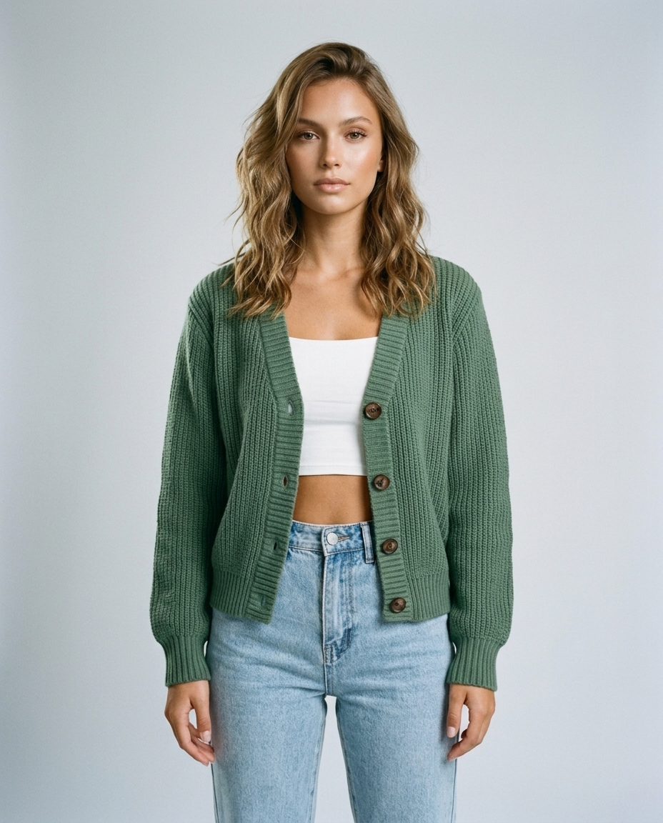 Alina Knit Cardigan Dark green - Front