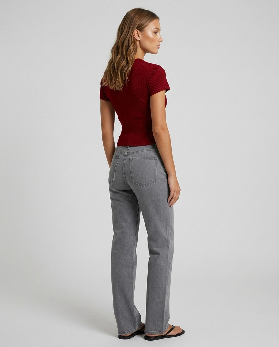 Lina Fitted Knit Cardigan Burgundy - Rear-Side