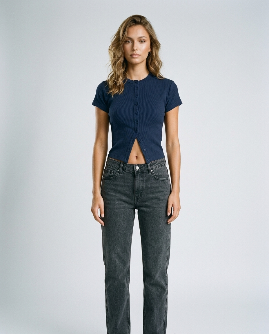 Lina Fitted Knit Cardigan Navy blue - Front