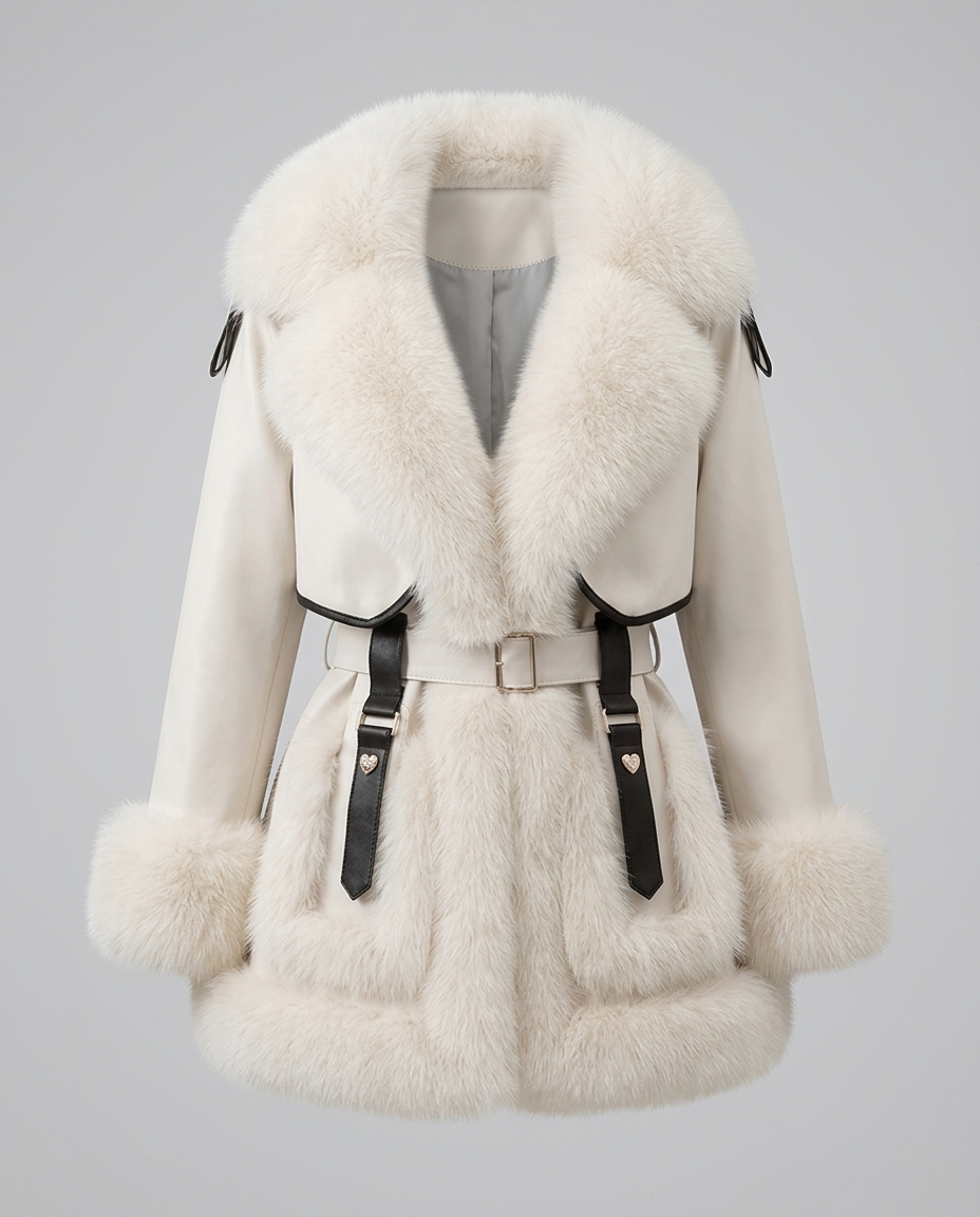 Aveline Fur Coat Off-White - Ghost