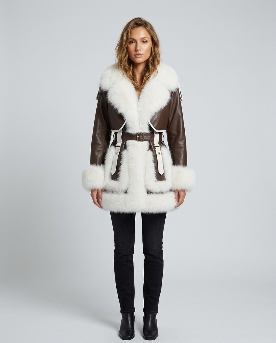 Aveline Fur Coat Black - Front