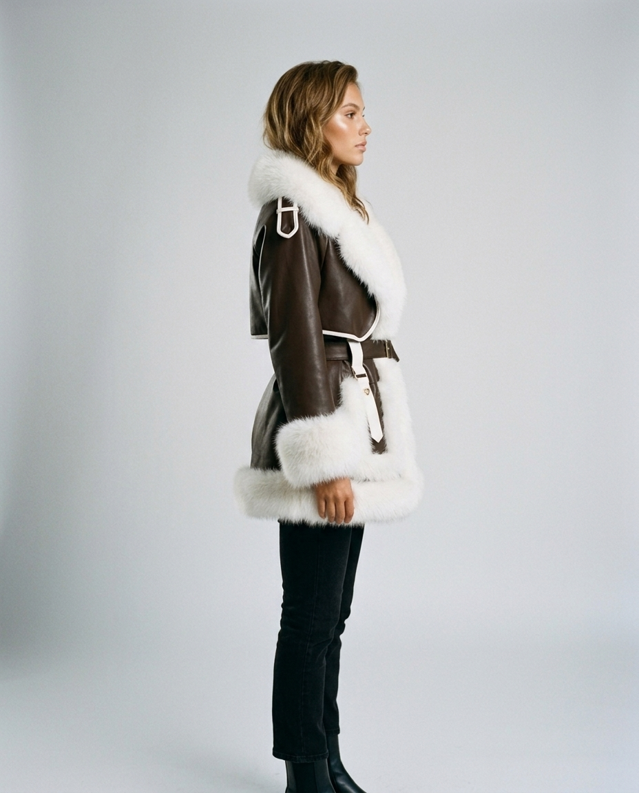 Aveline Fur Coat Black - Side