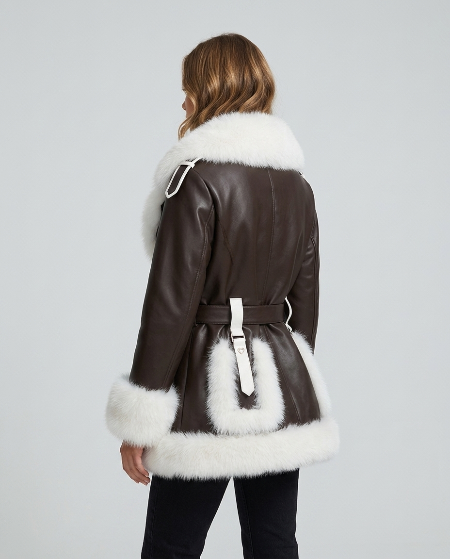Aveline Fur Coat Black - Rear-Side