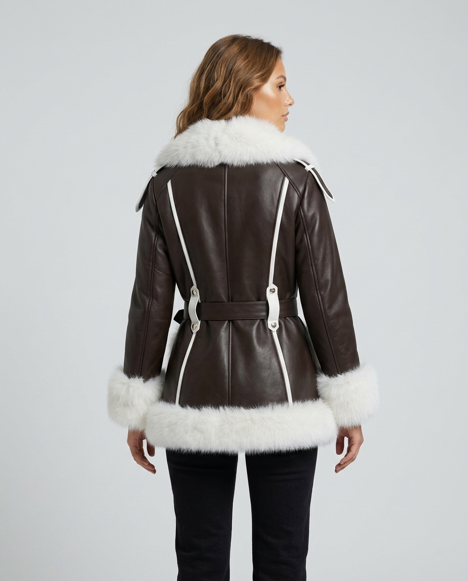 Aveline Fur Coat Black - Rear