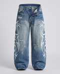Varelli Retro Wide Leg Denim - Blue - Ghost