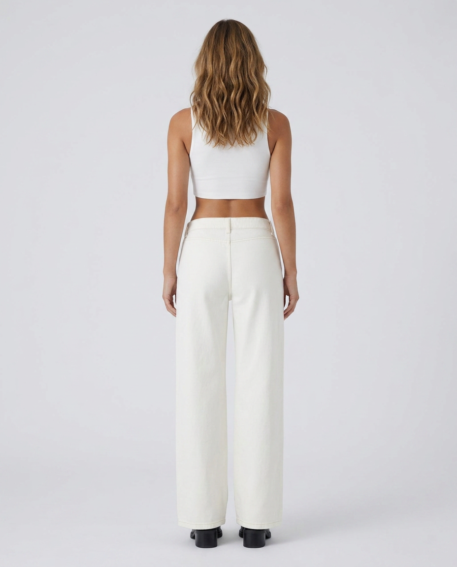 Aldren Classic Straight Denim - White - Rear