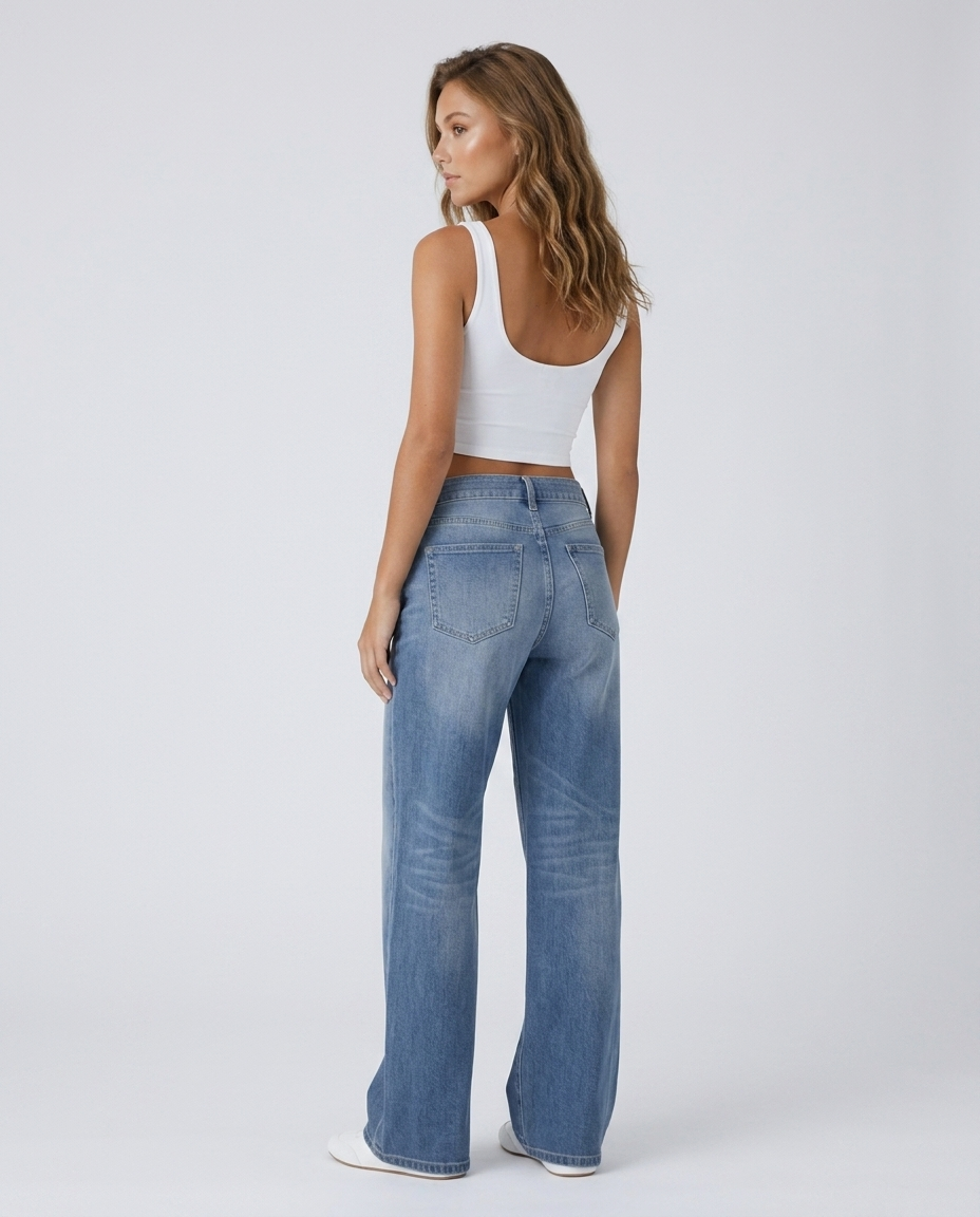 Aldren Classic Straight Denim - Blue - Rear-Side