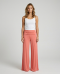 Lunara Pleated Flare Trousers - Orange - Front