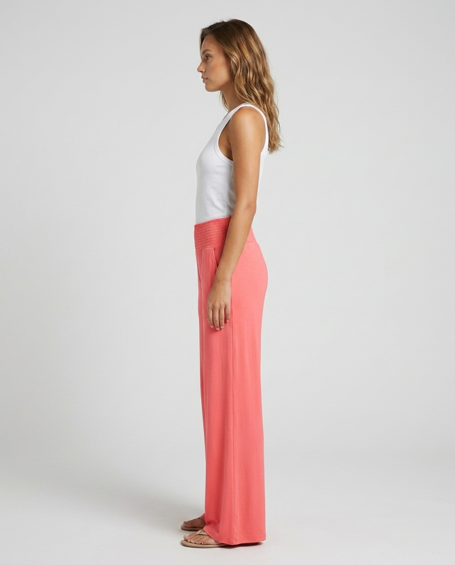 Lunara Pleated Flare Trousers - Orange - Side