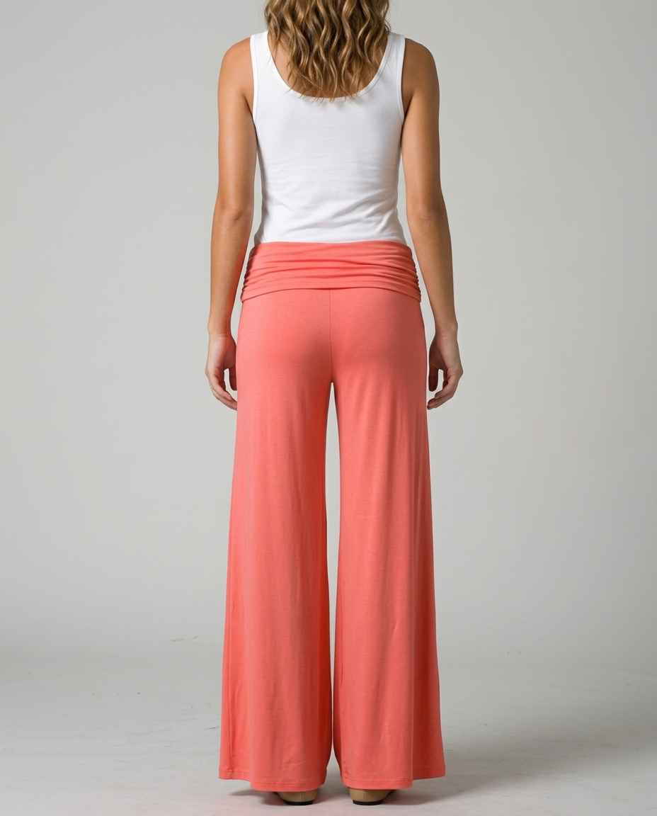 Lunara Pleated Flare Trousers - Orange - Rear