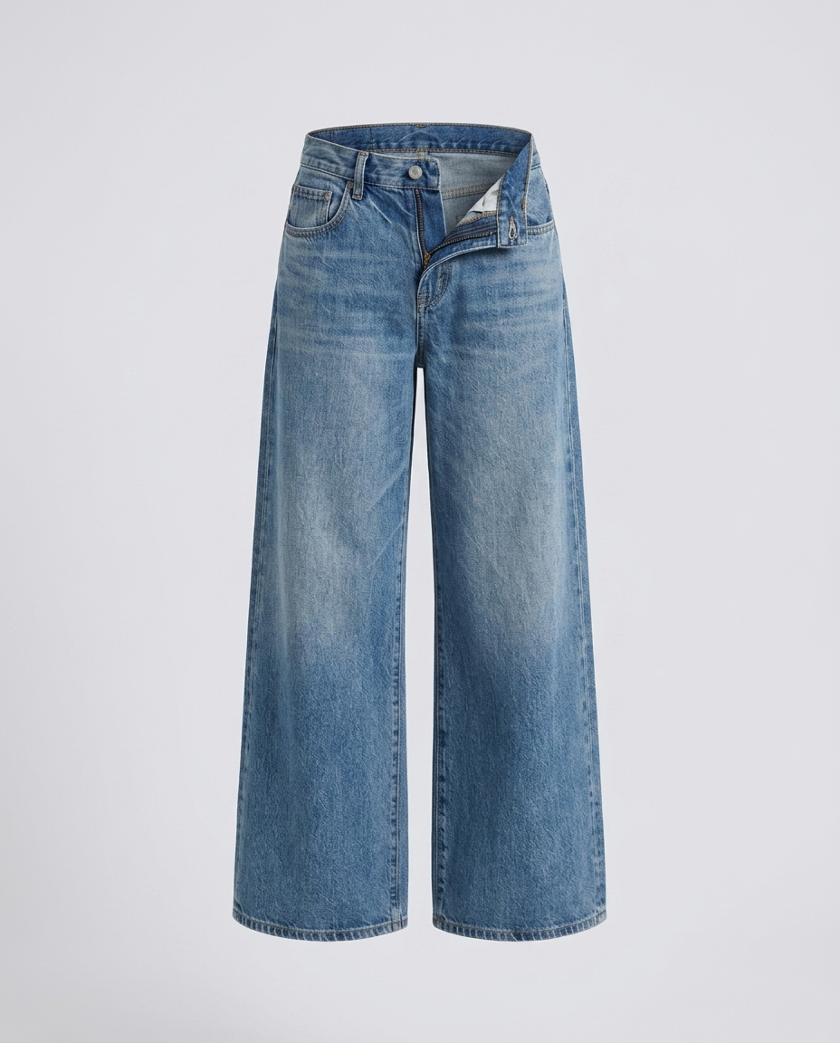 Orvella Vintage Wide Denim - Okayama Blue Cropped Short - Ghost