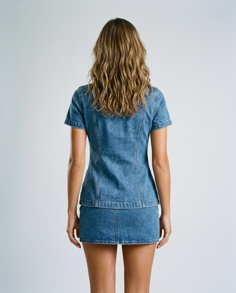 Seren Denim Skirt Set - Light blue - Rear