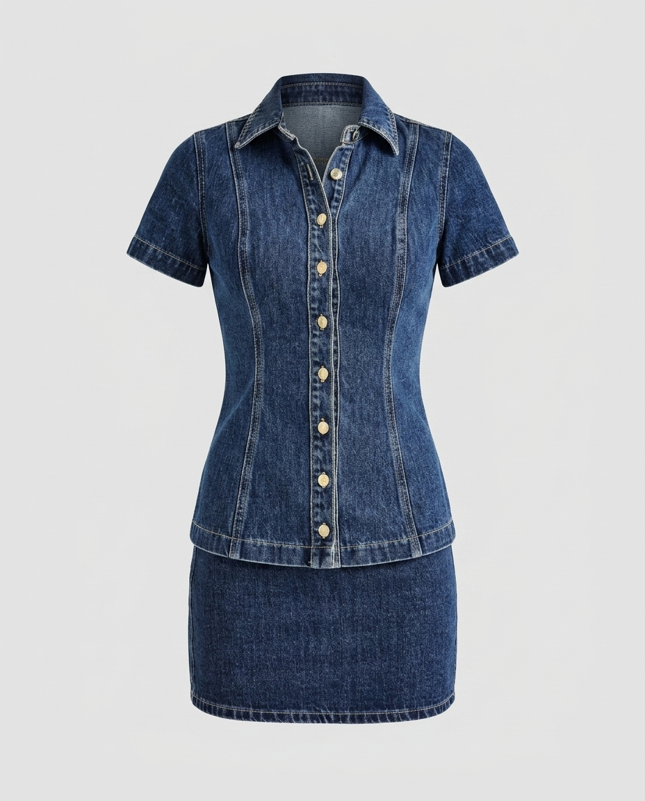 Seren Denim Skirt Set - Dark blue - Ghost