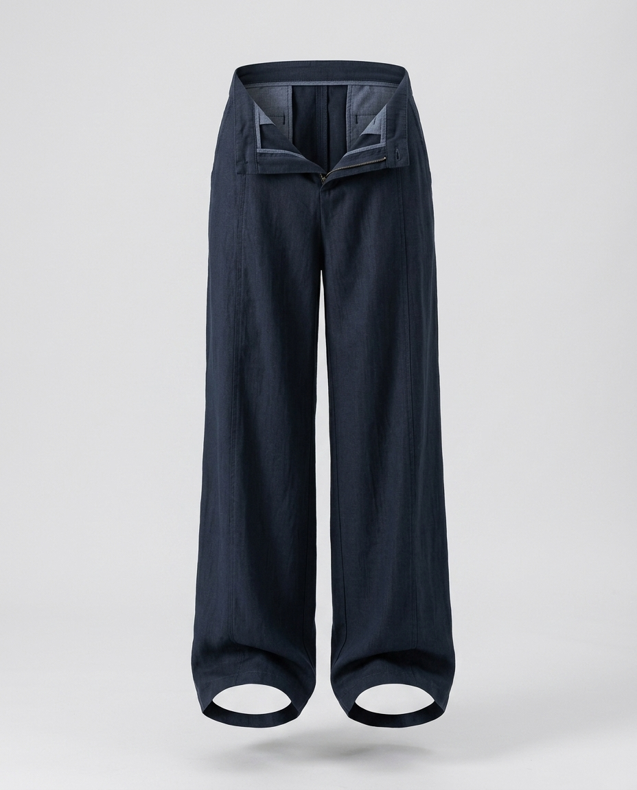 Valenne Tencel Linen Trousers - Navy blue - Ghost