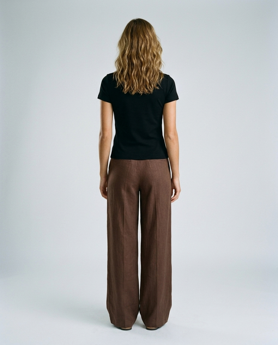 Marcella Heritage Linen Pants - Dark brown - Rear