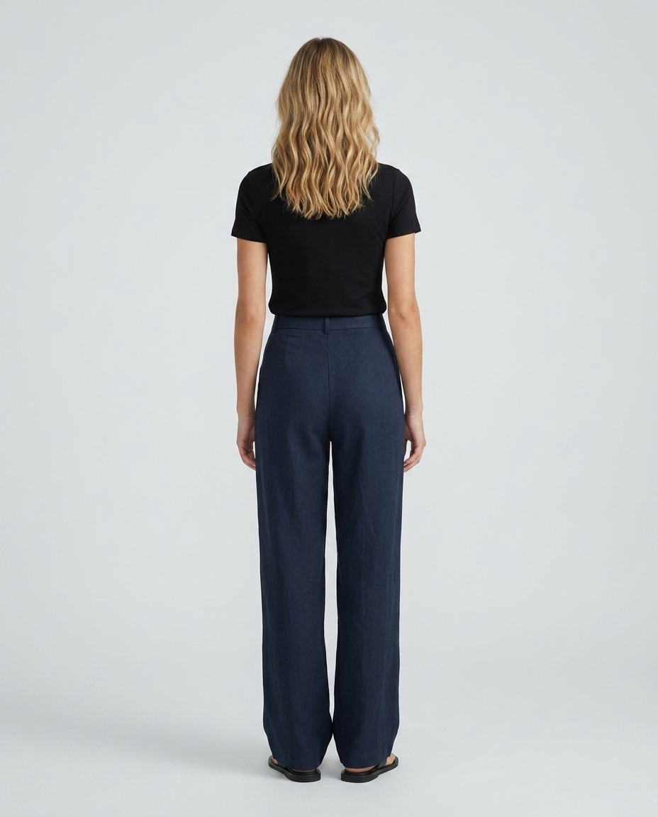 Marcella Heritage Linen Pants - Navy blue - Rear
