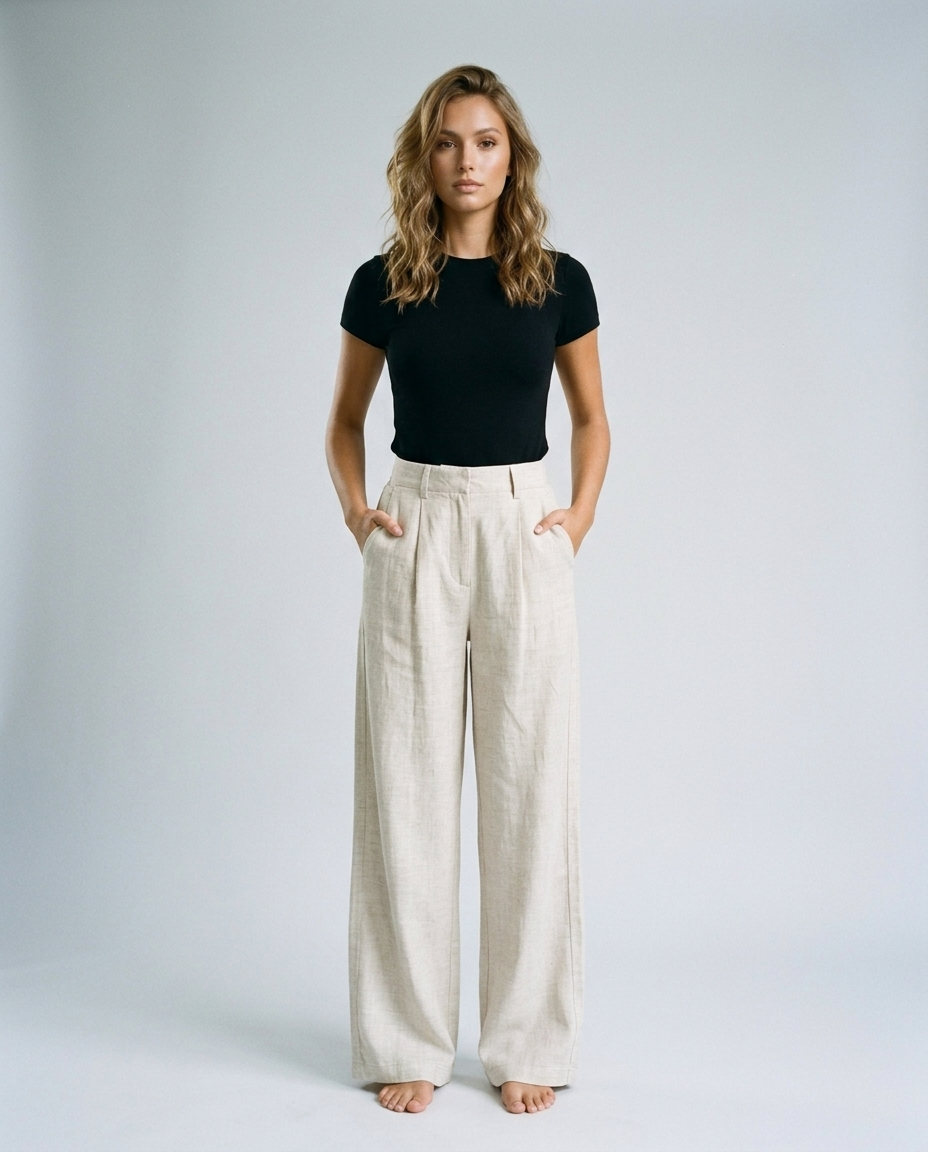 Marcella Heritage Linen Pants - Hemp - Front