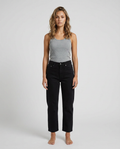 Roselle Cropped Straight Denim - Black - Front