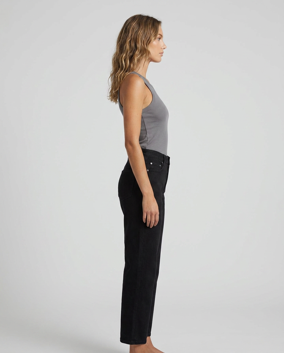 Roselle Cropped Straight Denim - Black - Side