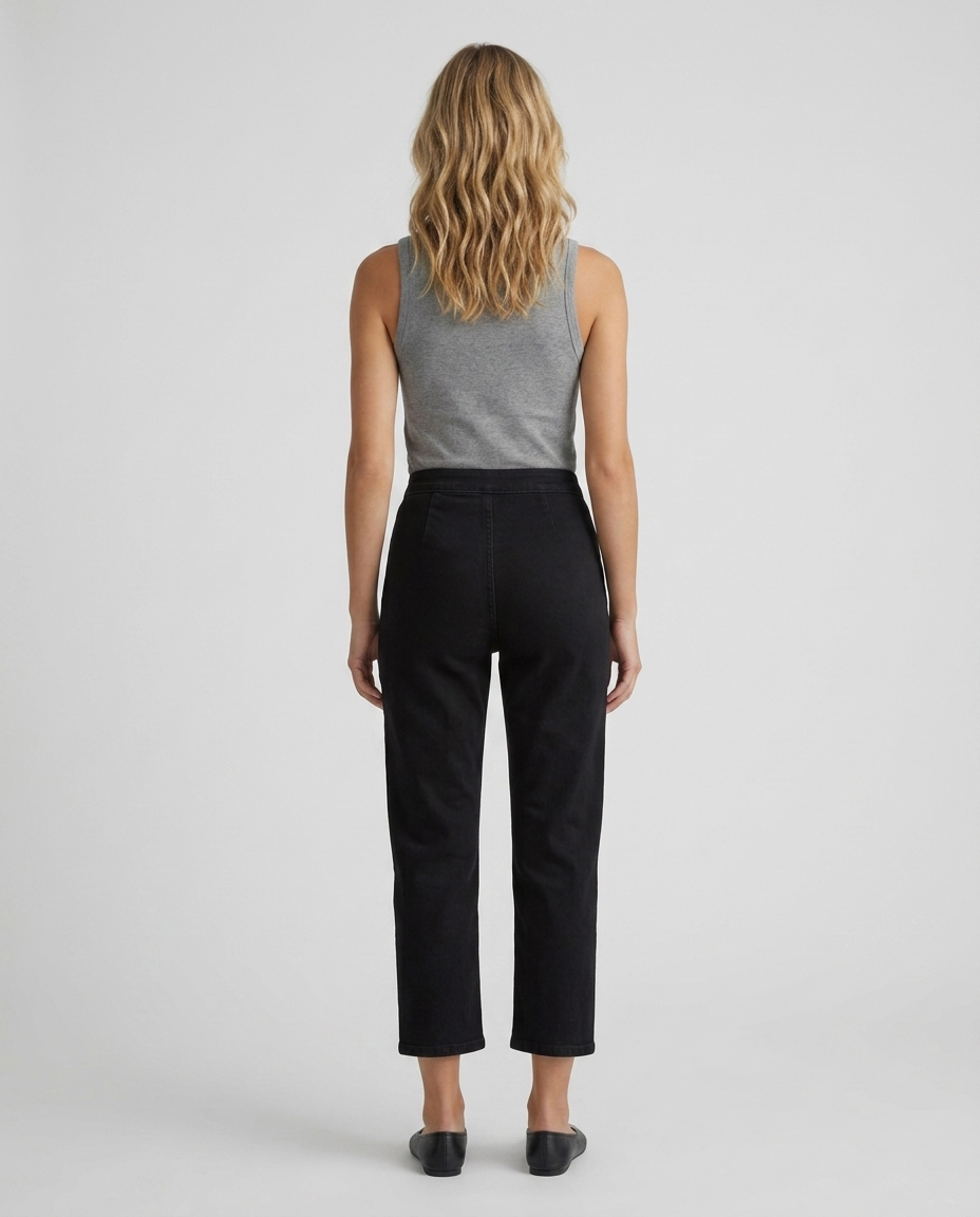 Roselle Cropped Straight Denim - Black - Rear