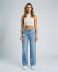 Kaelis Sand Wash Straight Denim - Blue - Front