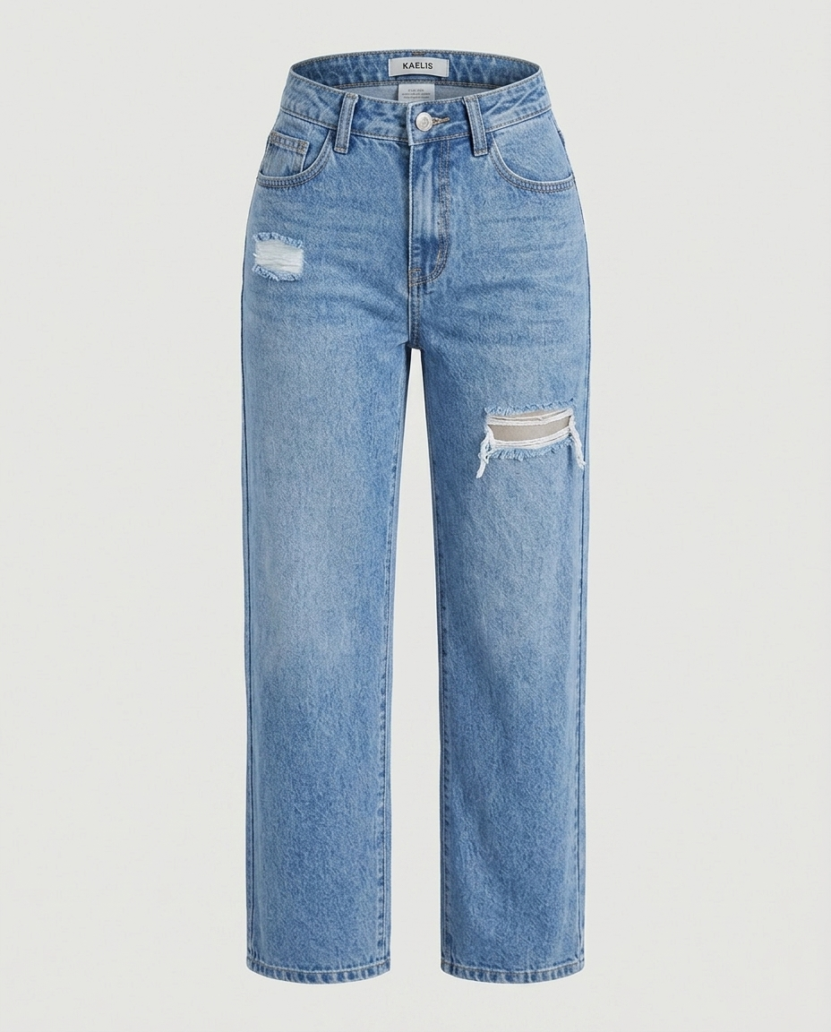 Kaelis Sand Wash Straight Denim - Blue - Ghost
