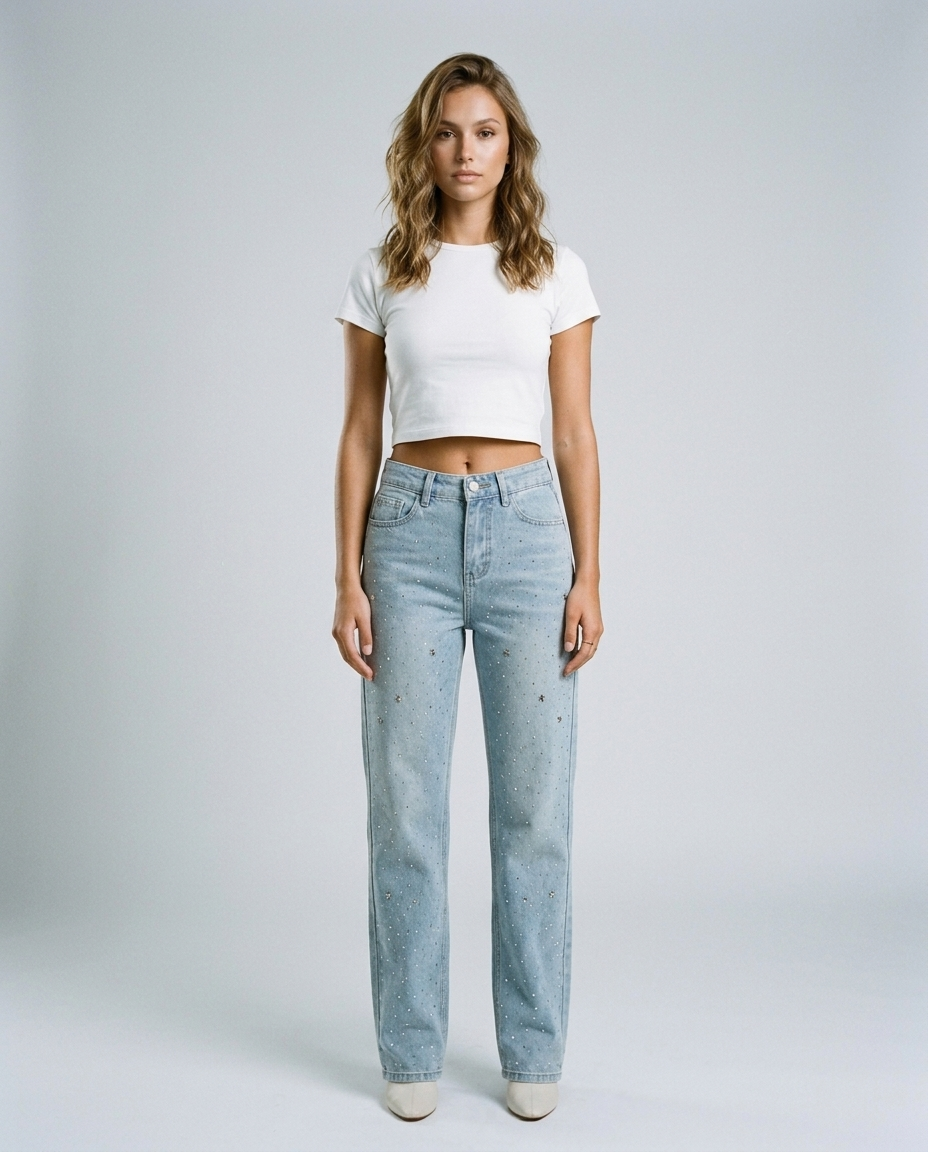 Aurelle Diamond Wash Denim - Light blue - Front