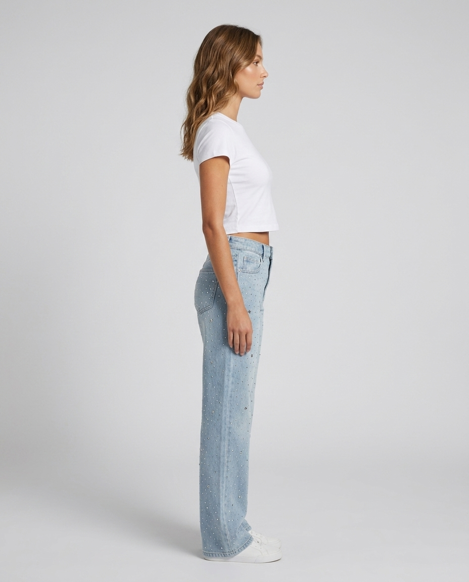 Aurelle Diamond Wash Denim - Light blue - Side
