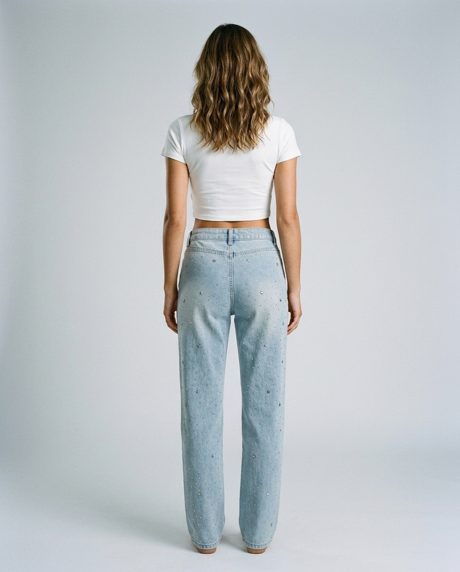 Aurelle Diamond Wash Denim - Light blue - Rear