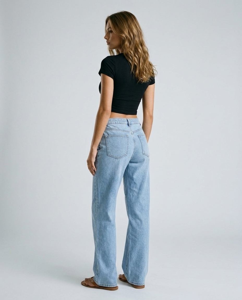 Novelle Relaxed Wide Denim - Light blue - Rear-Side
