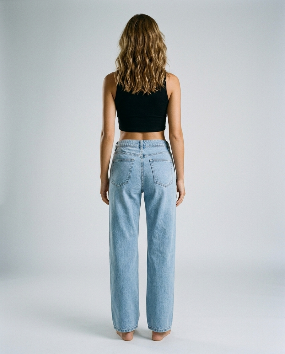 Novelle Relaxed Wide Denim - Light blue - Rear