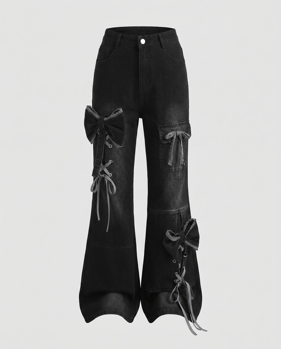 Vesper Bow Flare Denim Black - Ghost