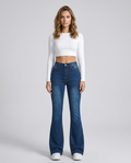 Arden Contour Flare Pants Azure Blue - Front