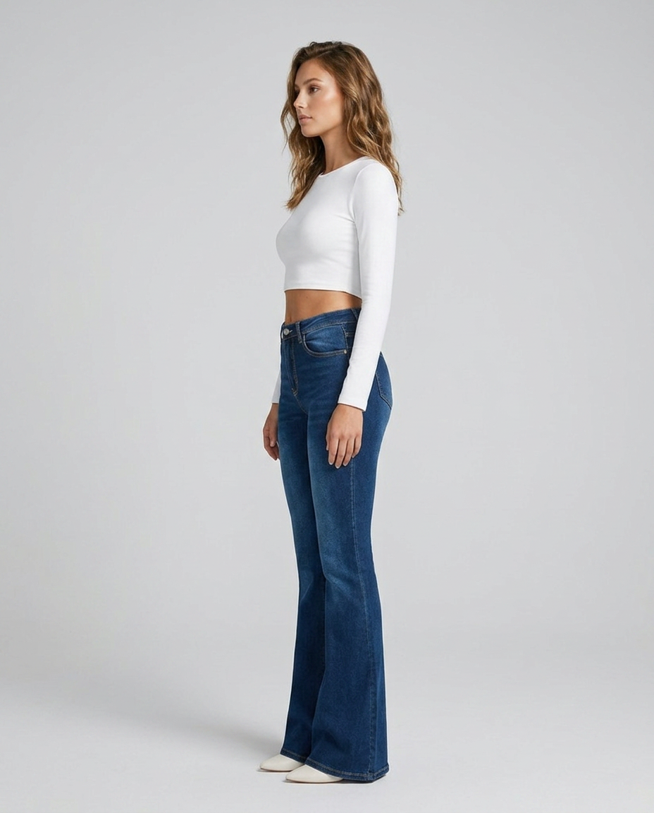 Arden Contour Flare Pants Azure Blue - Side