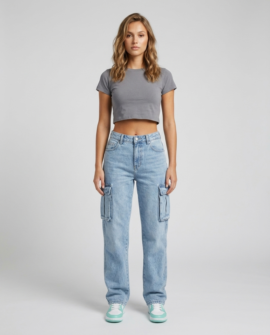 Marlow Washed Cargo Denim - Light Blue - Front (Redo)
