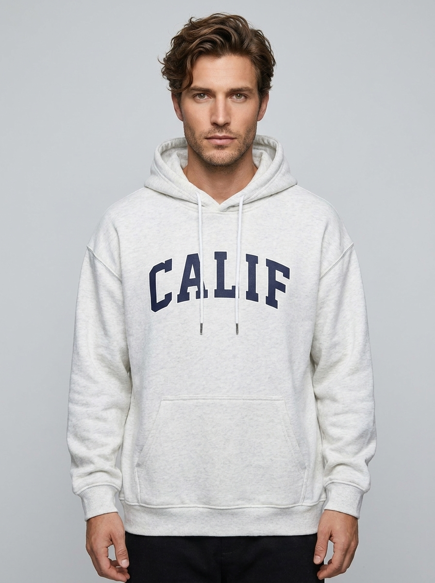 Hudson Fleece Hoodie - White - Front