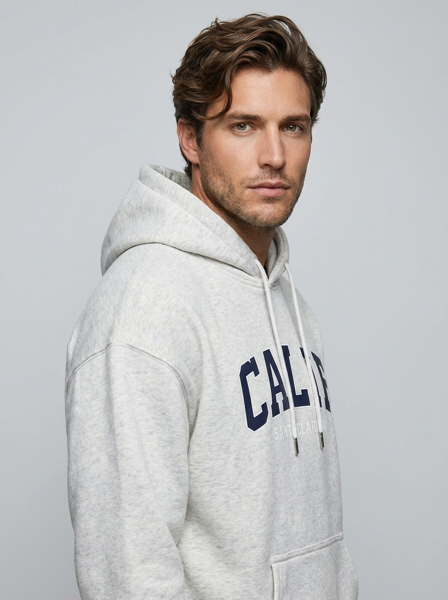 Hudson Fleece Hoodie - White - Three-Quarter